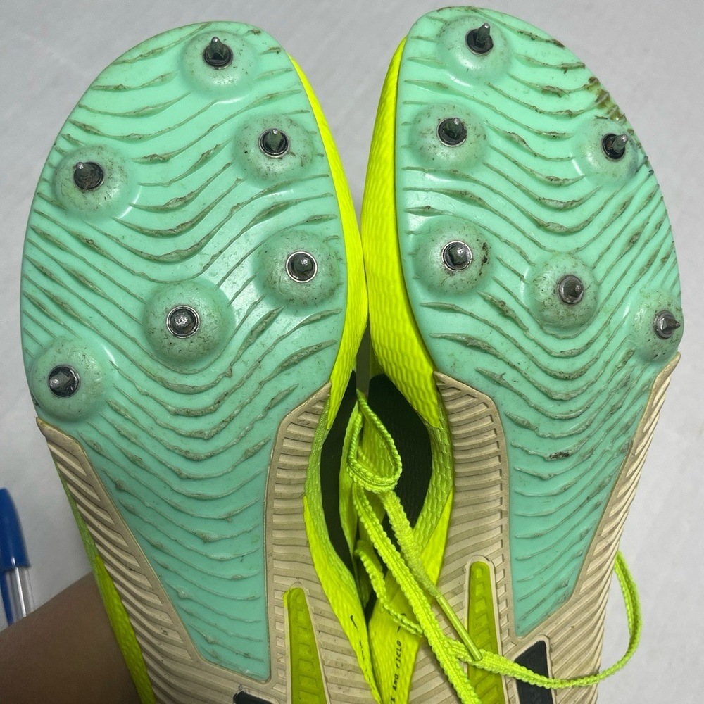 Nike Mens Track Spikes US 7.5‎ Volt Black Removable Spikes Athletic Performance - Picture 2 of 8